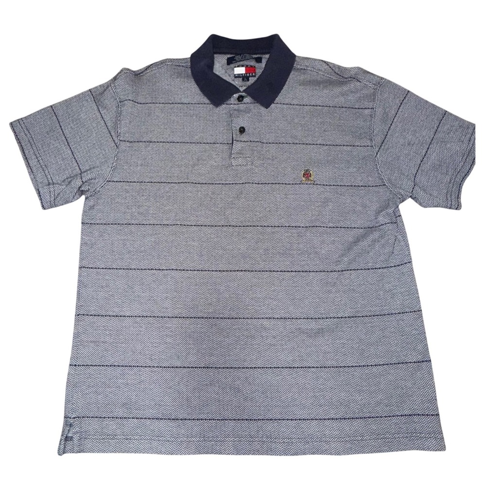 Tommy‎ Hilfiger Men's Classic Fit Polo Shirt Size Large Navy Herringbone